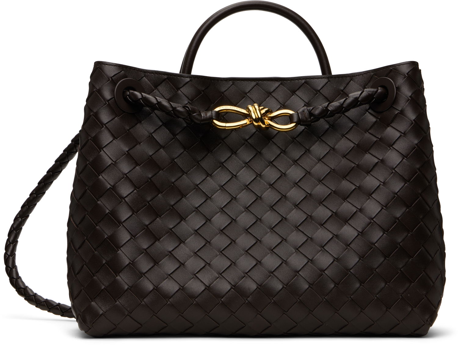 Tote bag Bottega Veneta Bottega Veneta Andiamo Woven Leather Tote Rjava | 766016VCPP12272, 0