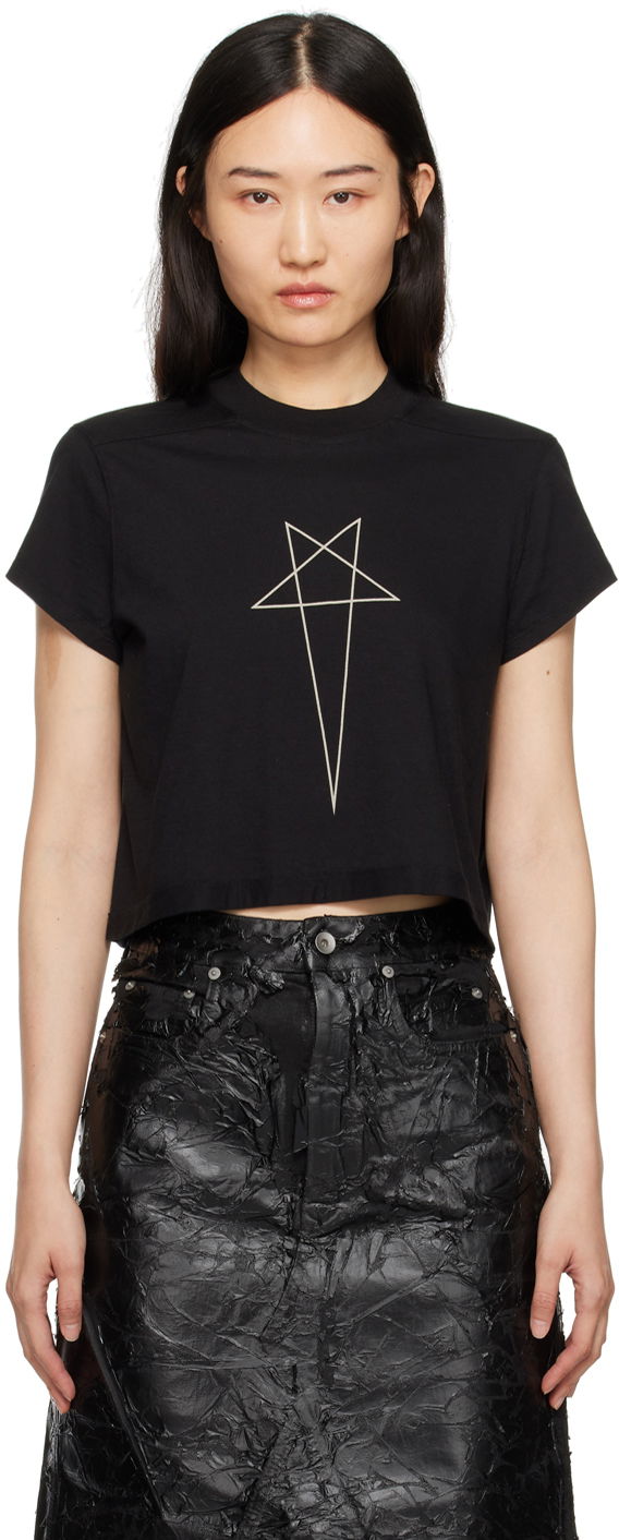Krop-top Rick Owens Level Cropped T-shirt Črna | DS02D2207 RNEP3