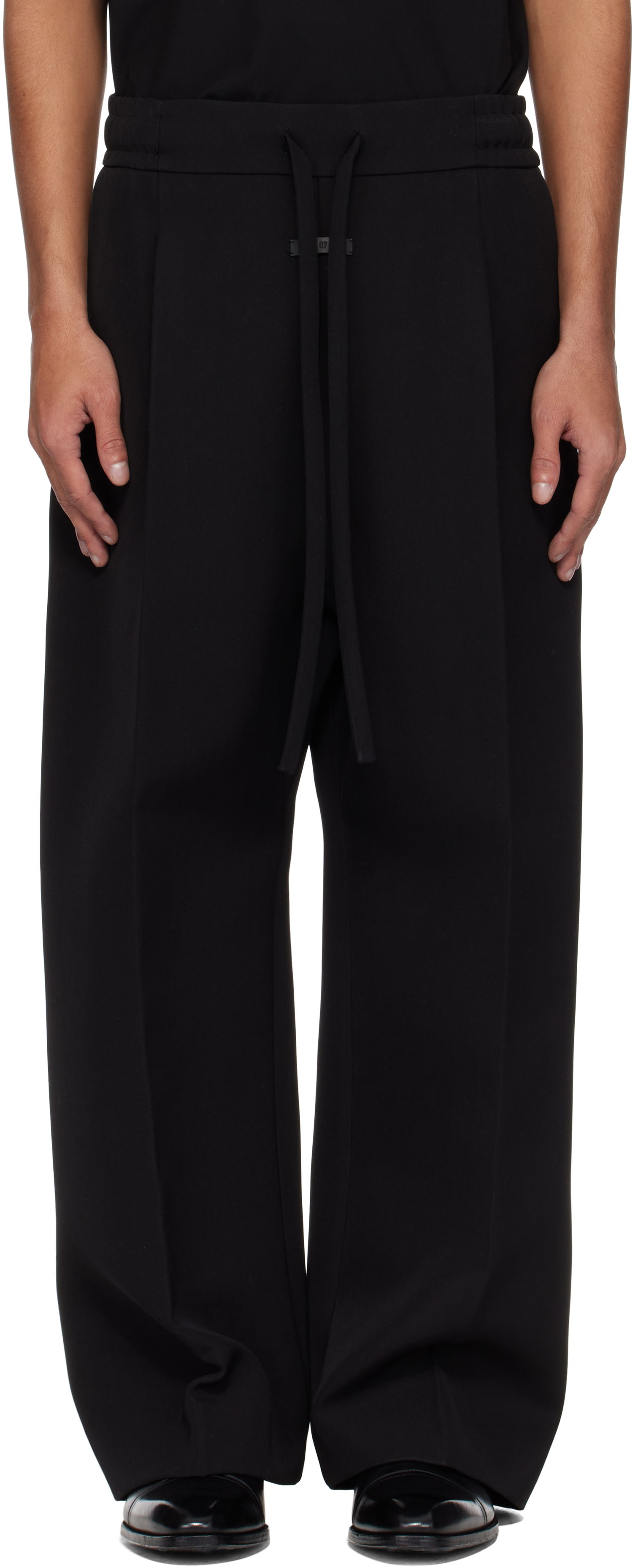 Hlače Fear of God Fear of God Drawstring Wide Leg Trousers Črna | FGE240-407WCT, 0