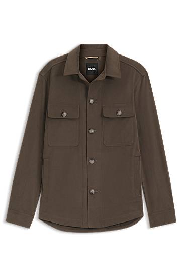 Srajce BOSS BOSS Relaxed-Fit Stretch Cotton Overshirt Zelena | 50551684