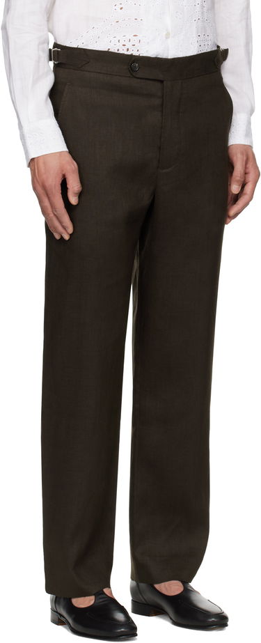 Hlače Bode Bode Lightweight Linen Side-Buckle Trousers Rjava | MRS25BT072, 1