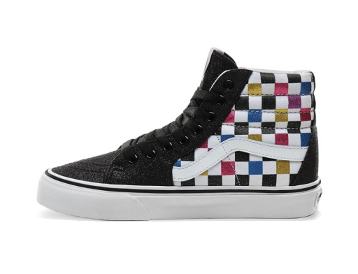 Skateboarding Vans Sk8-Hi Glitter Checkerboard Črna | VN0A4BV6V3P