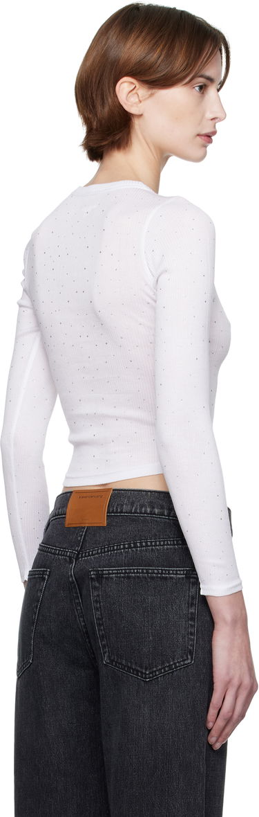Krop-top Alexander Wang Alexander Wang Crystal Long Sleeve T-Shirt Bela | WL003AT, 2