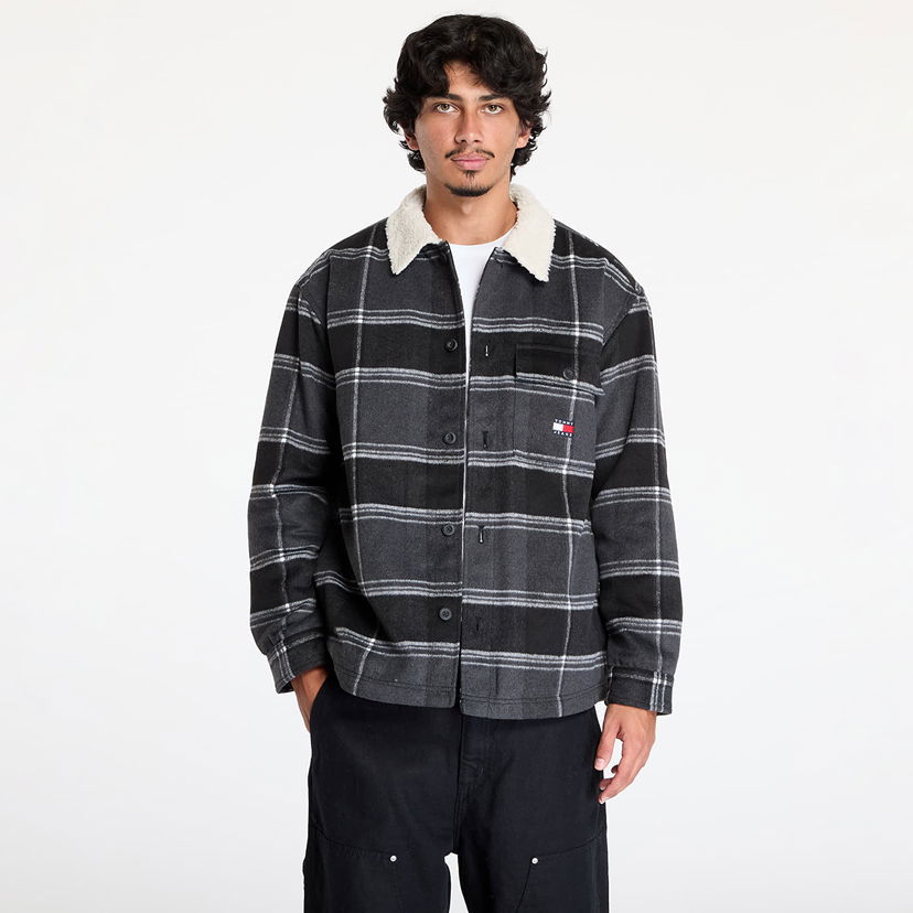 Jakna Tommy Hilfiger Check Sherpa Overshirt Black Check Črna | DM0DM19652 BDS