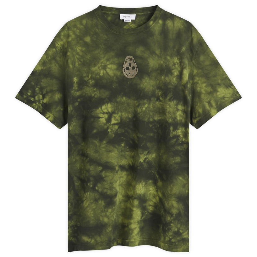 Majica Alexander McQueen Uneven Dyed Skull Logo T-Shirt Zelena | 808915-QXABL-3012