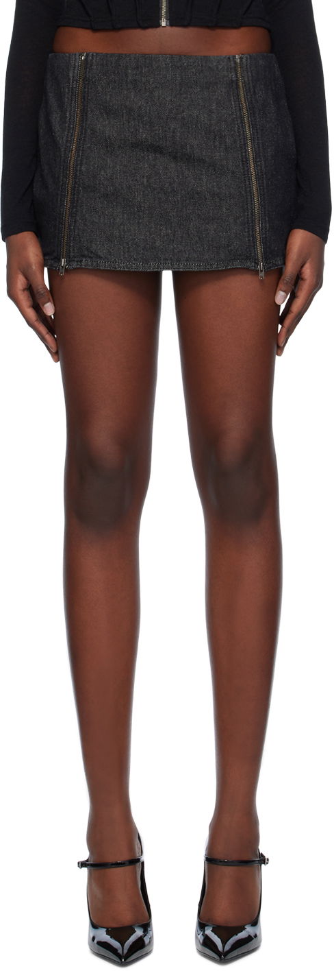 Krila Miaou Miaou Ezra Denim Miniskirt Črna | 4044RWDBLK