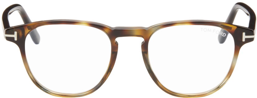 Sončna očala Tom Ford Tortoiseshell Round Blue Block Glasses Rjava | FT5899-B_48055