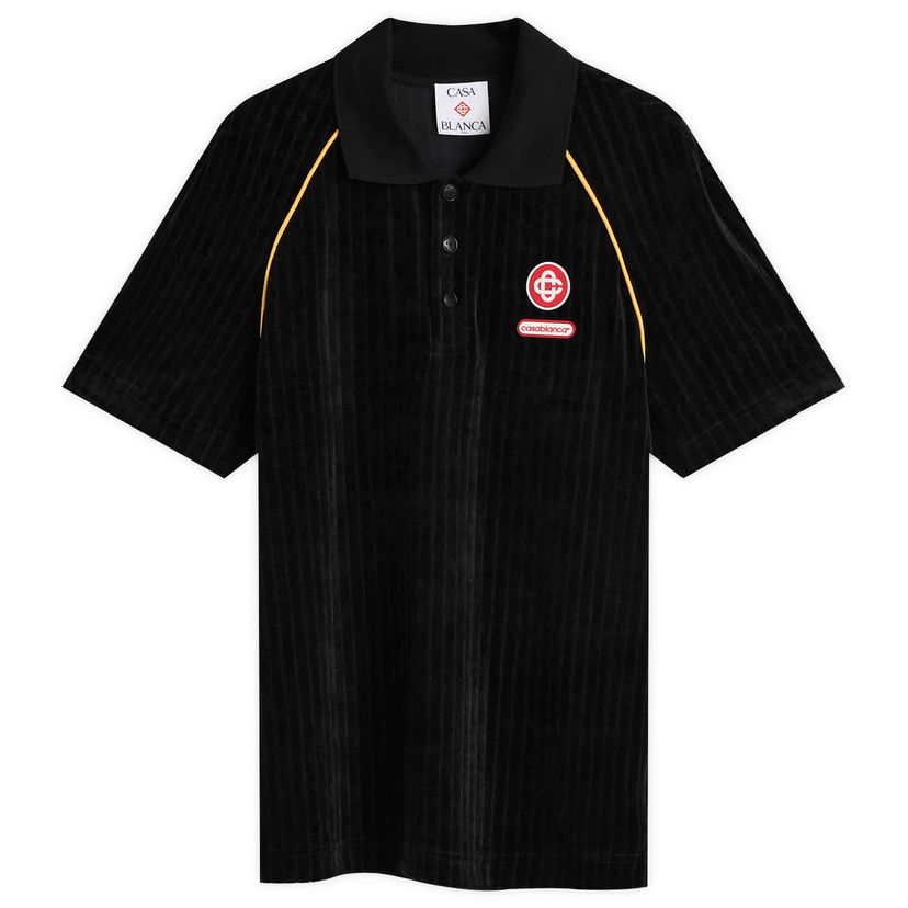 Polo majica Casablanca Rib Velour Raglan Polo Črna | M-AW25-JTP-432-01