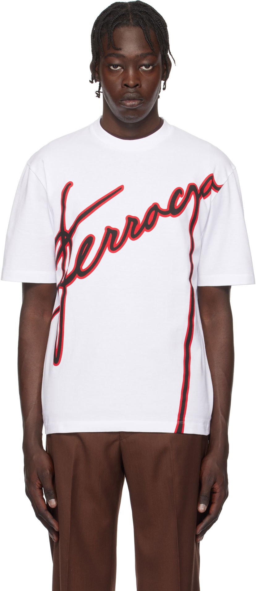 Majica FERRAGAMO Ferragamo Logo Print T-Shirt Bela | 781268