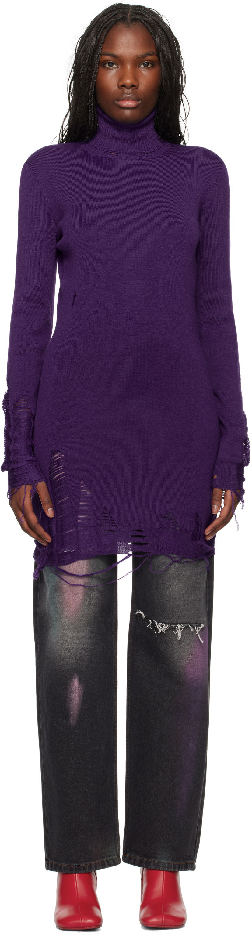Obleke Maison Margiela Distressed Minidress Lila | S62DA0030 M13070