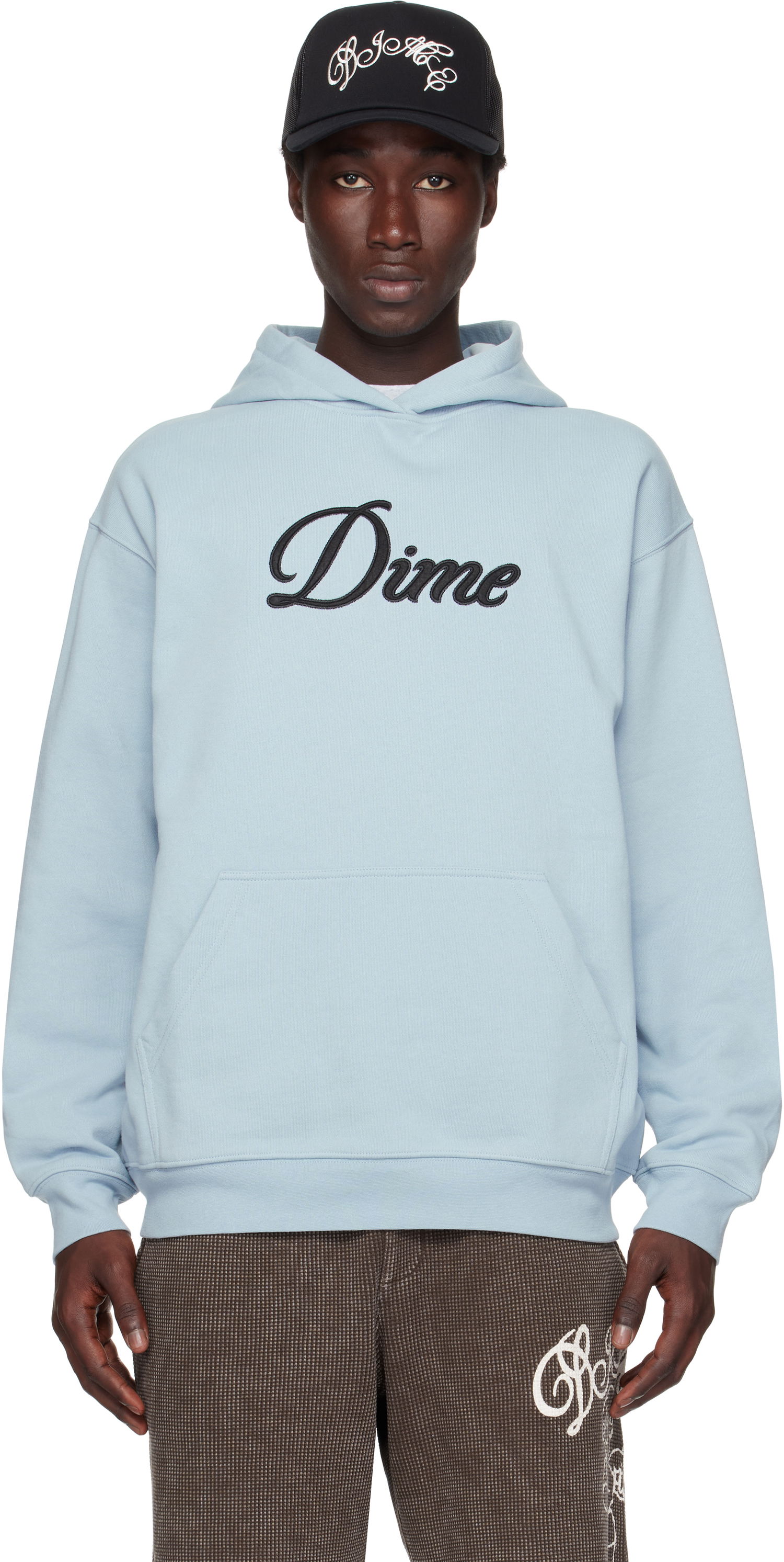 Pulover Dime Dime Cursive Fleece Hoodie Modra | DIMESU2543BLU, 0