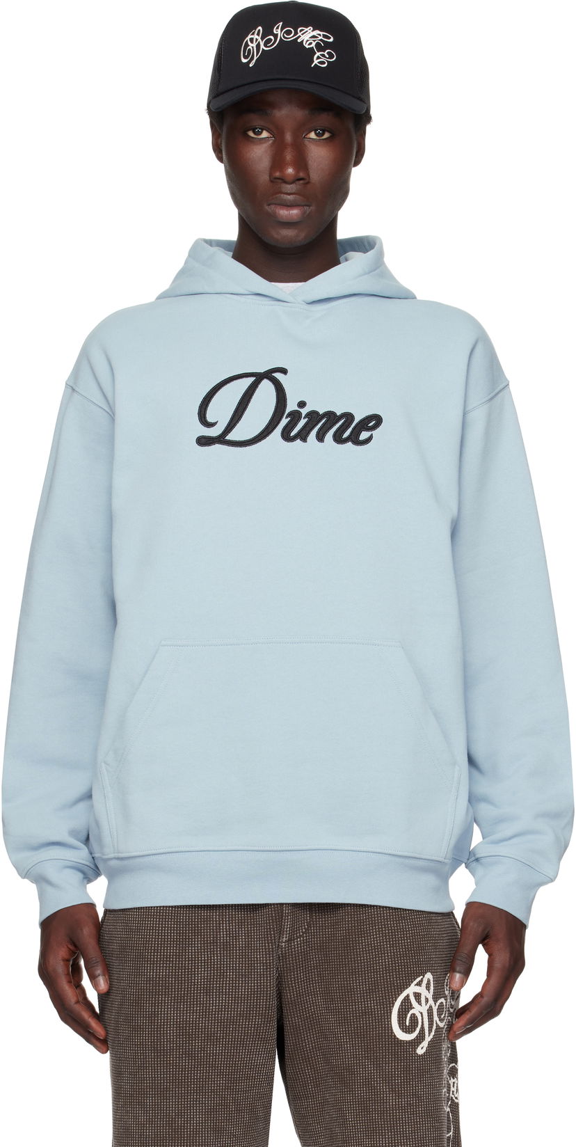 Pulover Dime Dime Cursive Fleece Hoodie Modra | DIMESU2543BLU