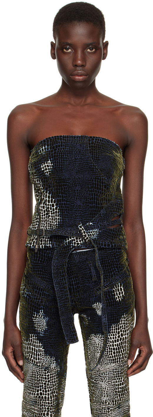 Majica brez rokavov Ottolinger Ottolinger Patterned Denim Tube Top Modra | 1704802