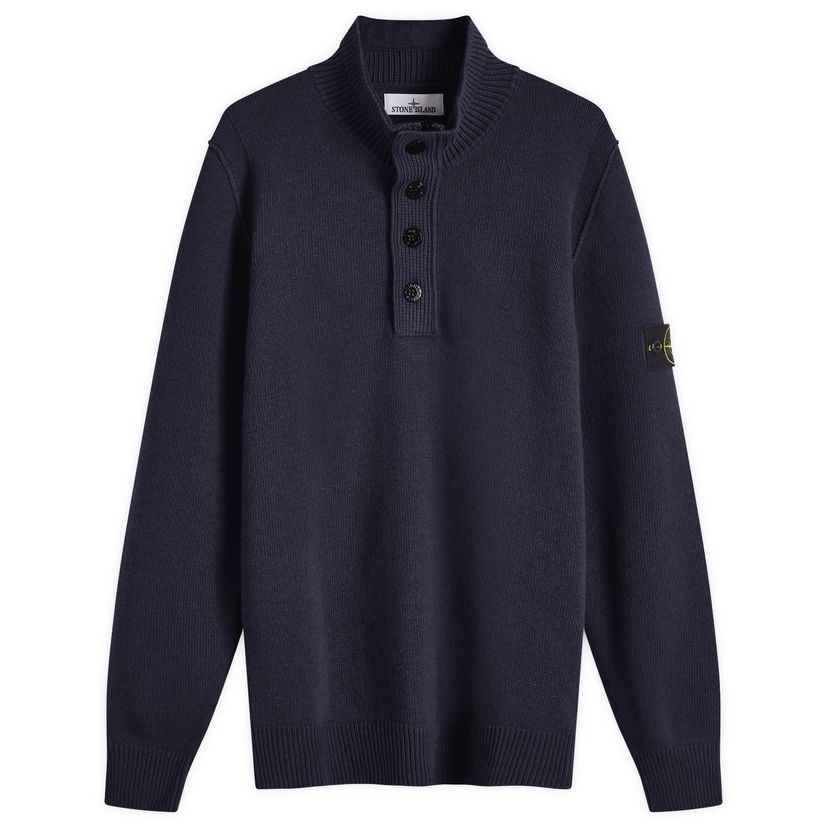 Pleteni pulover Stone Island Lambswool Quarter Button Knit Mornarica | 8115540A3-A0020