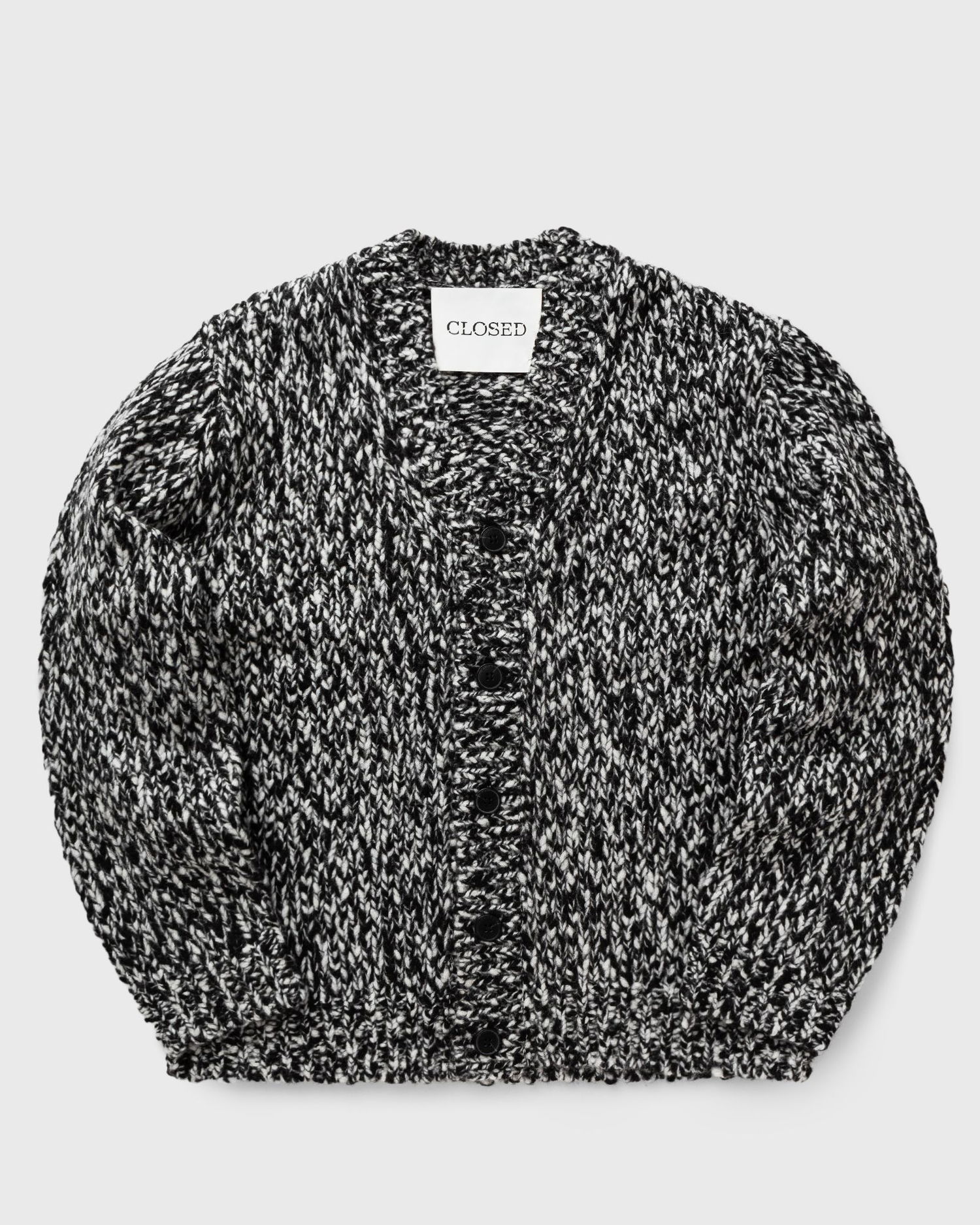 Pleteni pulover CLOSED Black & White Speckled Button-Up Cardigan Črna | C86758-94A-22-100, 0