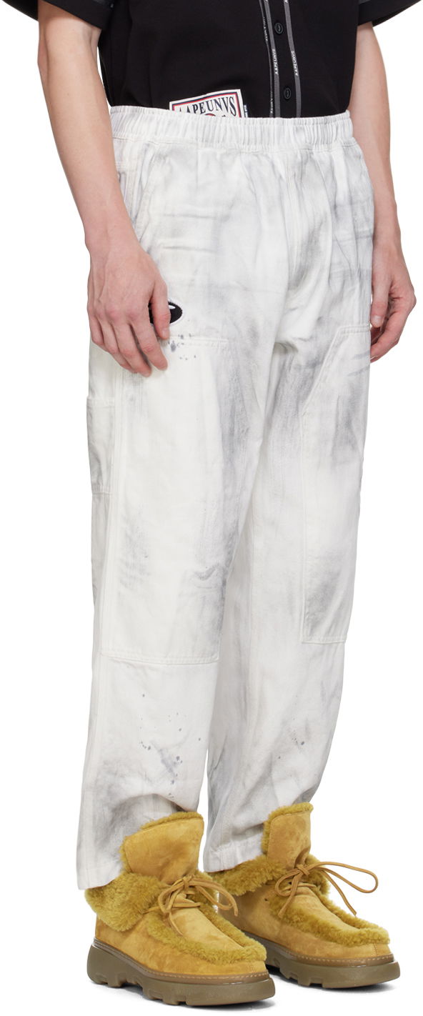 Cargo hlače AAPE by A Bathing Ape AAPE by A Bathing Ape Embroidered-Logo Painter Pants Bela | AAPPTMA682XAMWHB, 1