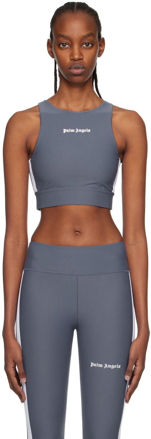 Majica brez rokavov Palm Angels Palm Angels Stripe Sports Bra Siva | PWVO001C99FAB0020701
