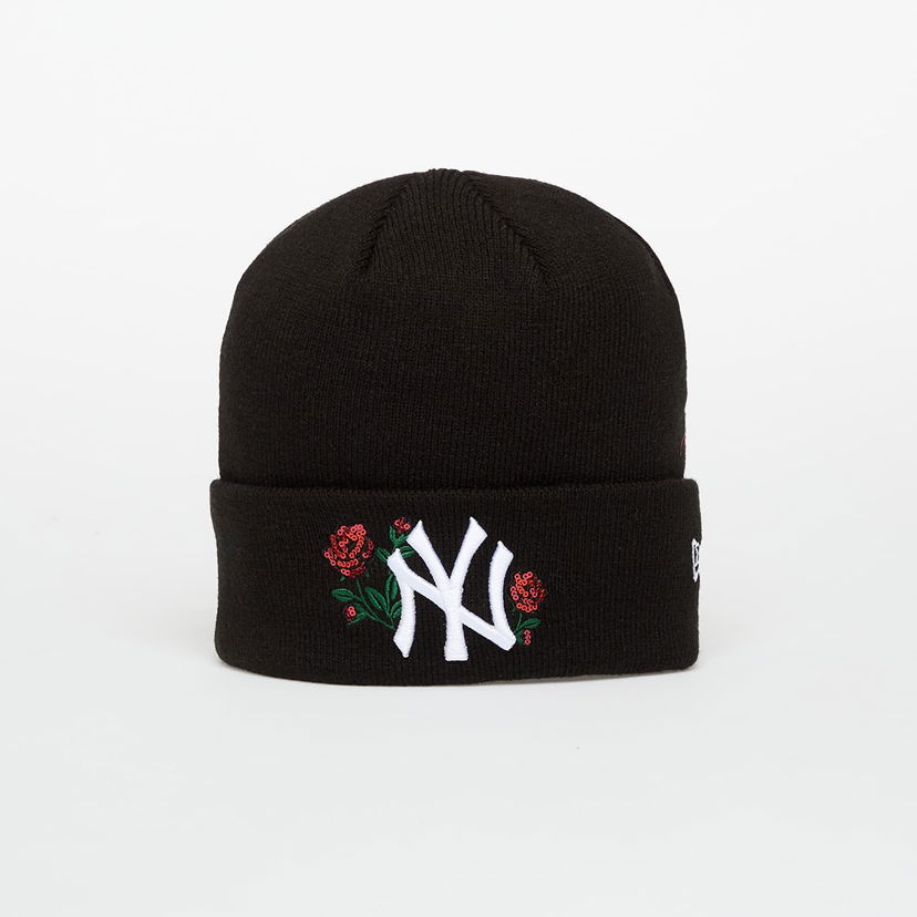 Beanie New Era Knit Sequin Rose Beanie MLB New York Yankees Črna | 60691291