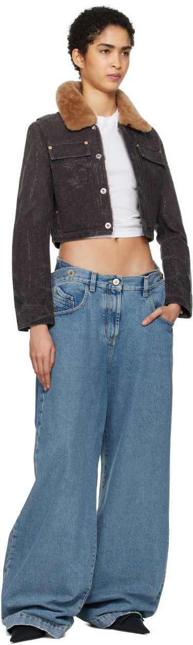 Jakna Alexander Wang Alexander Wang Workwear Cropped Denim Jacket with Shearling Collar Rjava | 1WC4242501, 3