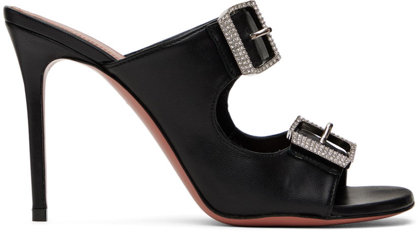 Modni dodatki Amina Muaddi Amina Muaddi Millie Heeled Sandals Črna | MILLIE SLIPPER ST NAPPA