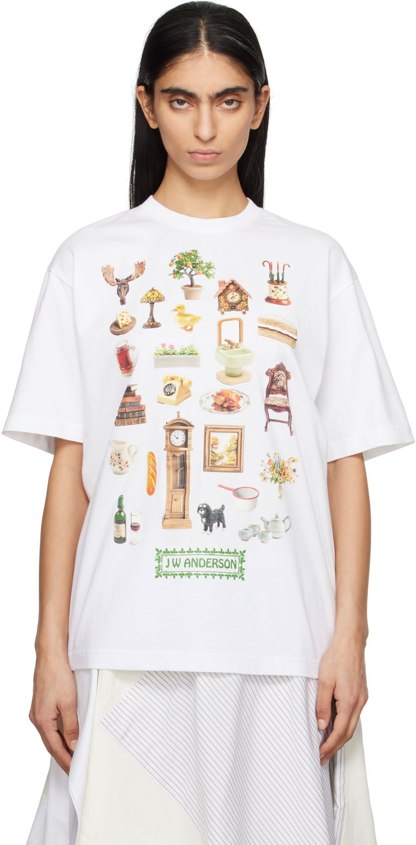 Majica JW Anderson JW Anderson Diorama Graphic T-Shirt Bela | JT0288-PG1551