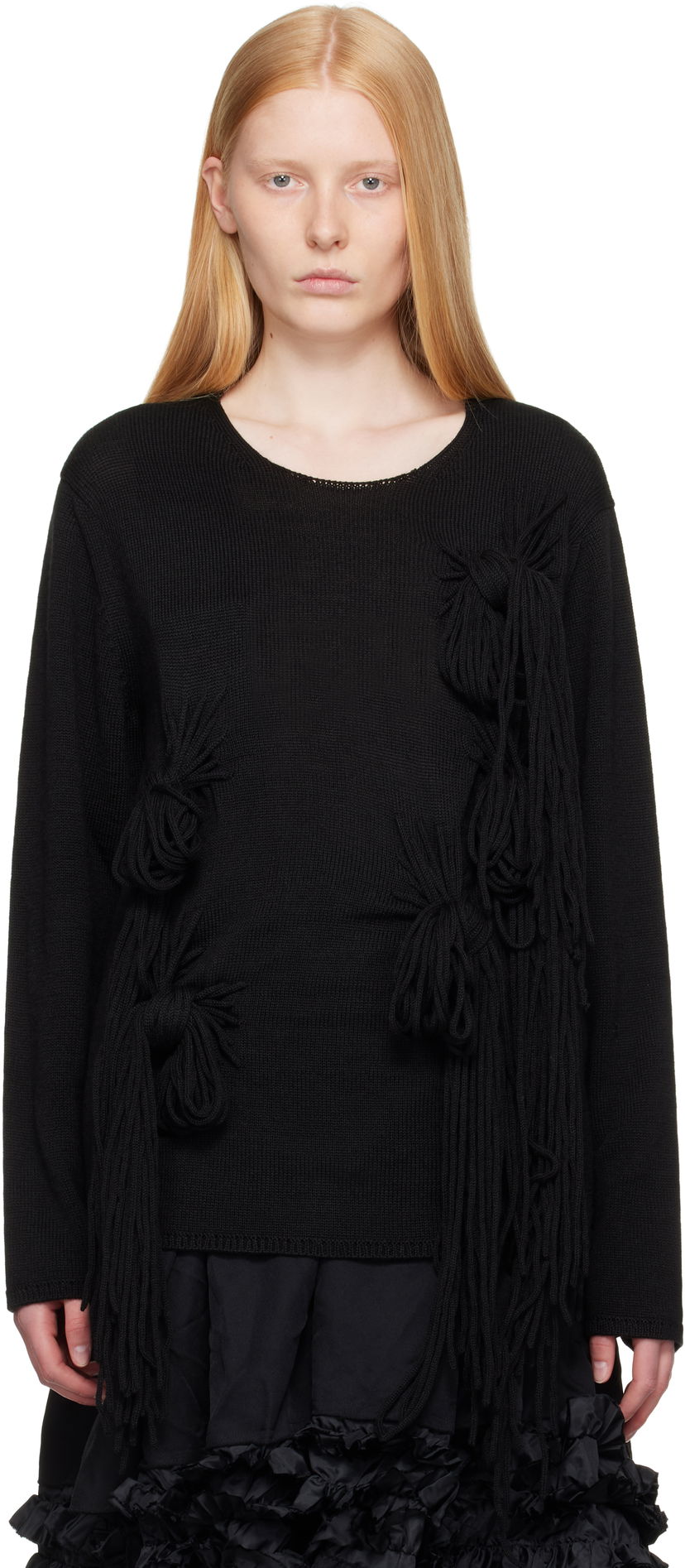 Pleteni pulover Comme des Garçons Homme Plus Acrylic Wool Jersey Knot Sweater Črna | PO-N001-051