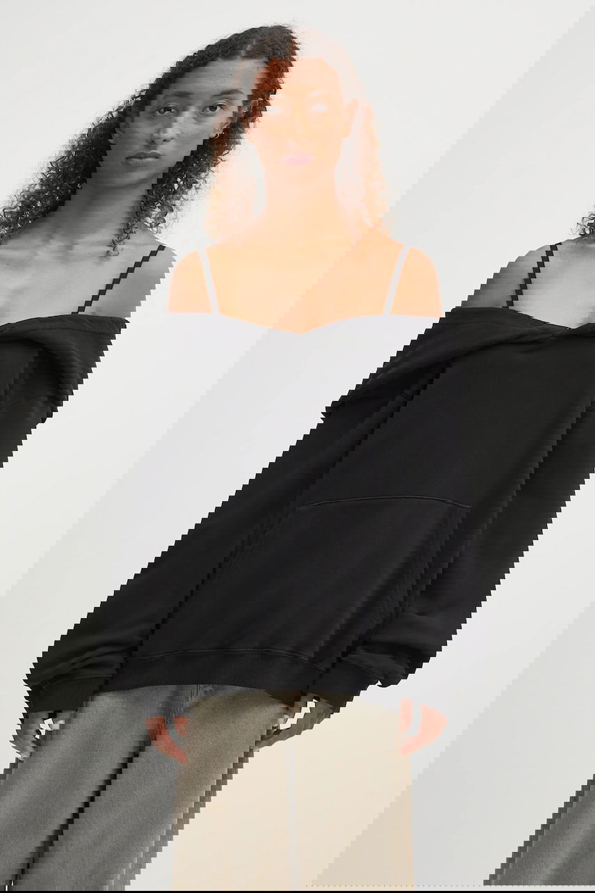 Pulover Maison Margiela MM6 Maison Margiela Off Shoulder Hoodie Črna | S52GU0244.M25014.900, 0