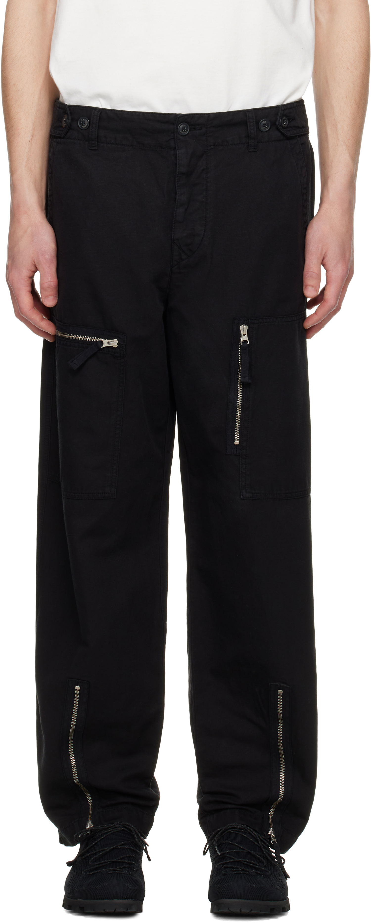 Cargo hlače C.P. Company C.P. Company Cotton Linen Cargo Pants Črna | 18CMPA104A-006273G, 0