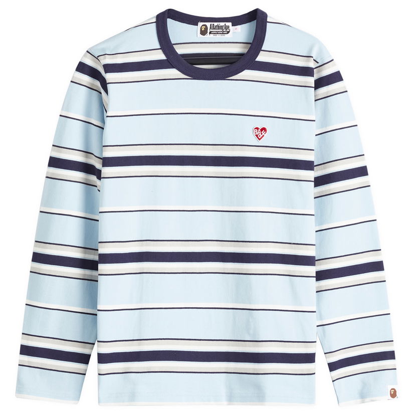 Majica BAPE One Point Stripe Long Sleeve T-Shirt Modra | 001LTK802001L-SAX