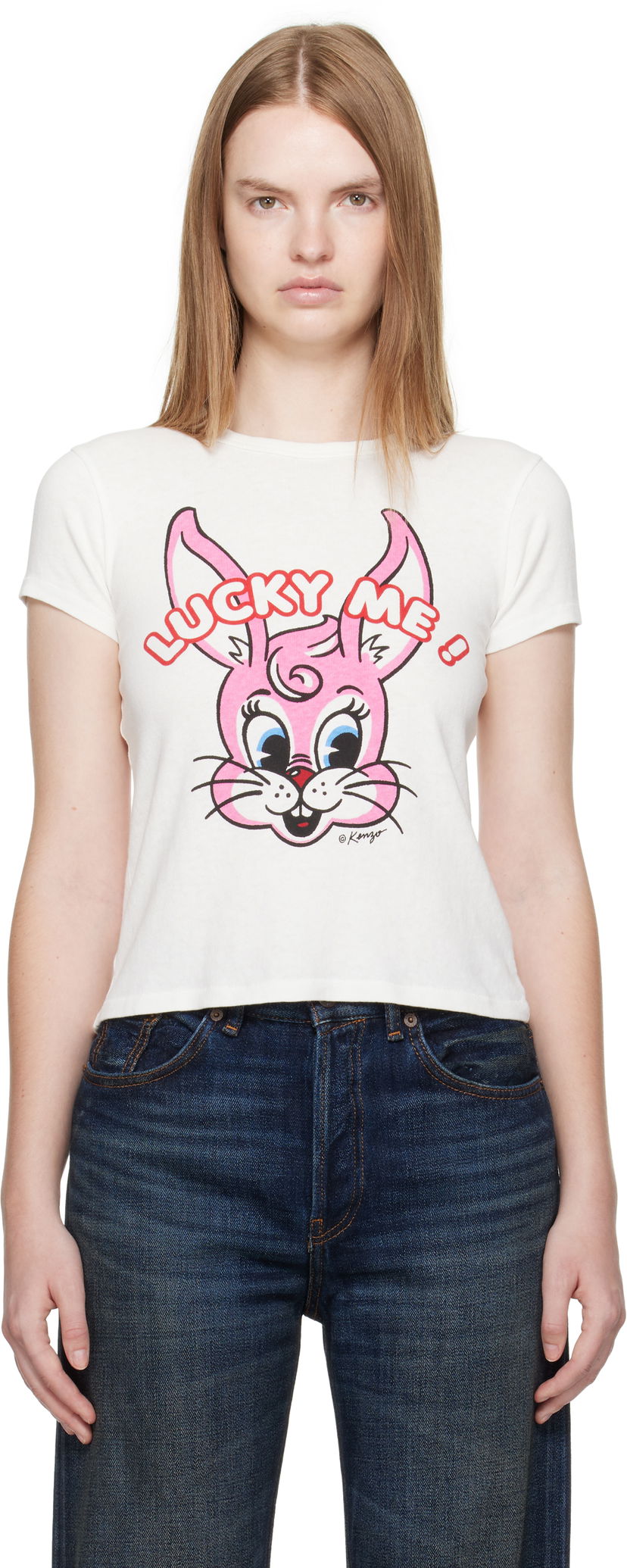 Majica KENZO Kenzo Paris 'Lucky Me' Cartoon T-Shirt Bela | FF62TS2634SK