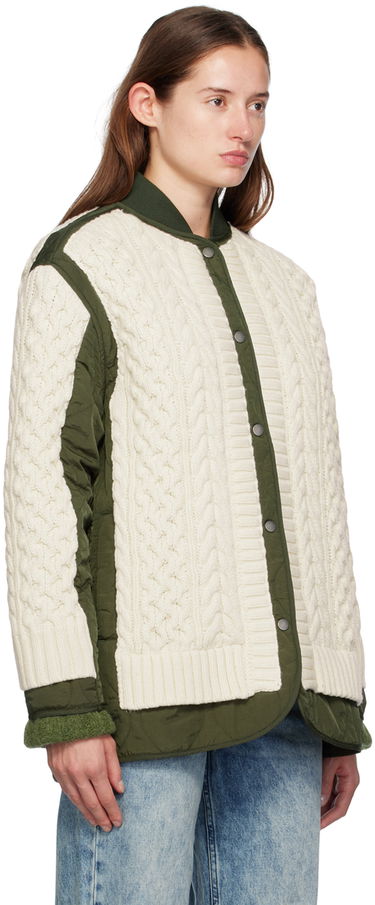 Pleteni pulover rag & bone Rag & Bone Winnie Cable Knit Quilted Jacket Zelena | WAW24F20247724, 1