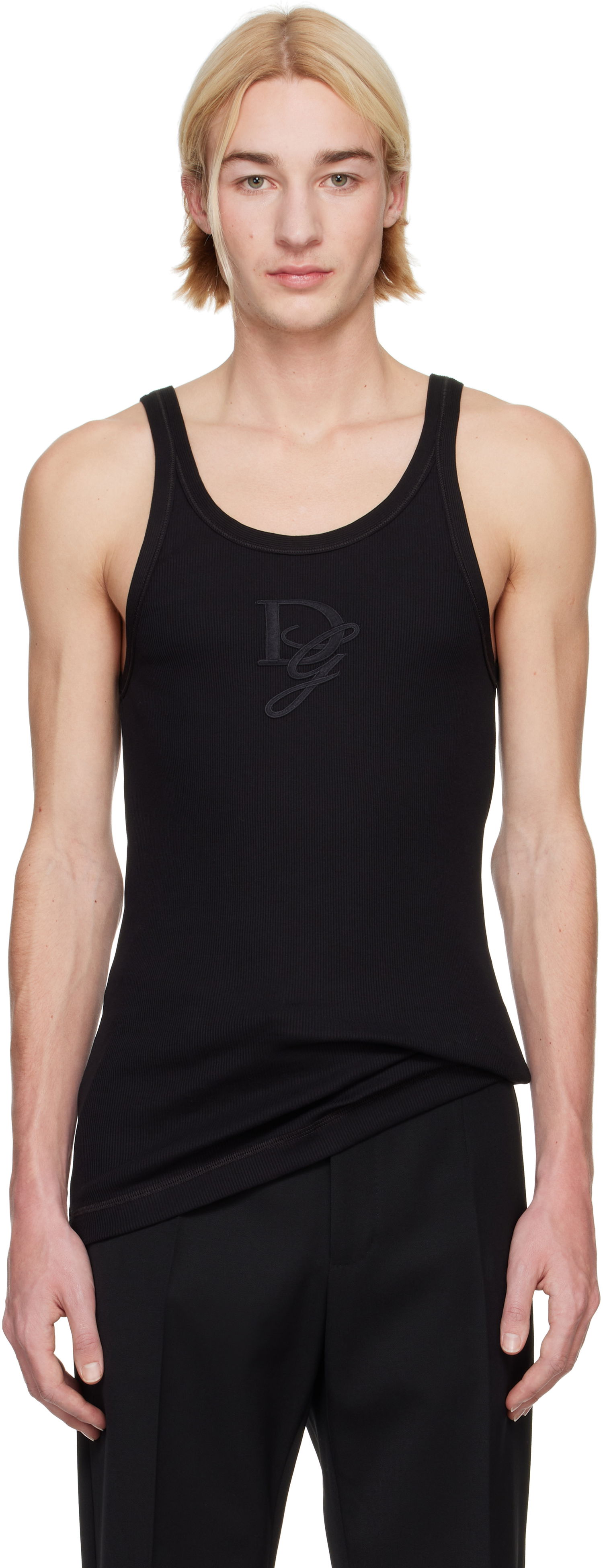 Majica brez rokavov Dolce & Gabbana Logo Patch Tank Top Črna | G8PA8ZG7N4G, 0