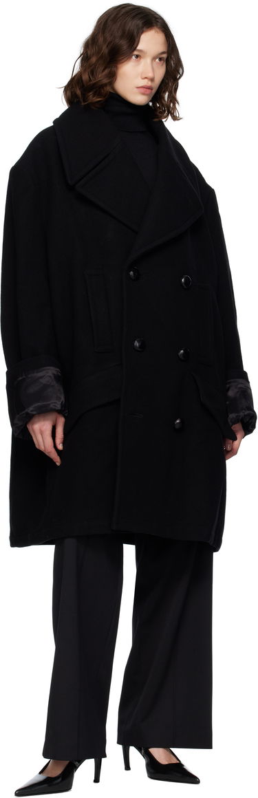 Plašči Maison Margiela MM6 Maison Margiela Wool Felt Double-Breasted Coat Črna | S52AA0195 M35469, 3
