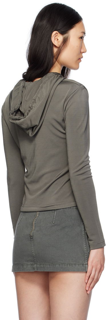 Pulover Dion Lee Lustrous Shrunken Hoodie Siva | C3164PS24, 2