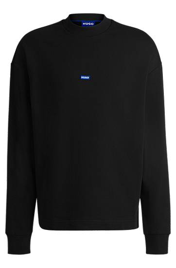 Pleteni pulover BOSS HUGO Sweatshirt with Logo Label Črna | 50522359