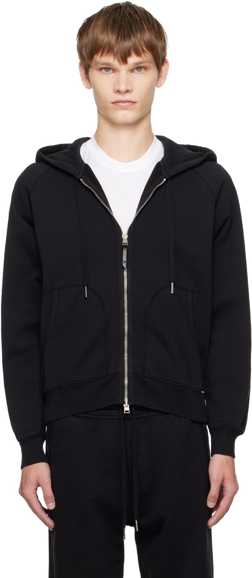 Pulover Tom Ford TOM FORD Cotton Zip Hoodie Črna | JDL010-JMC072