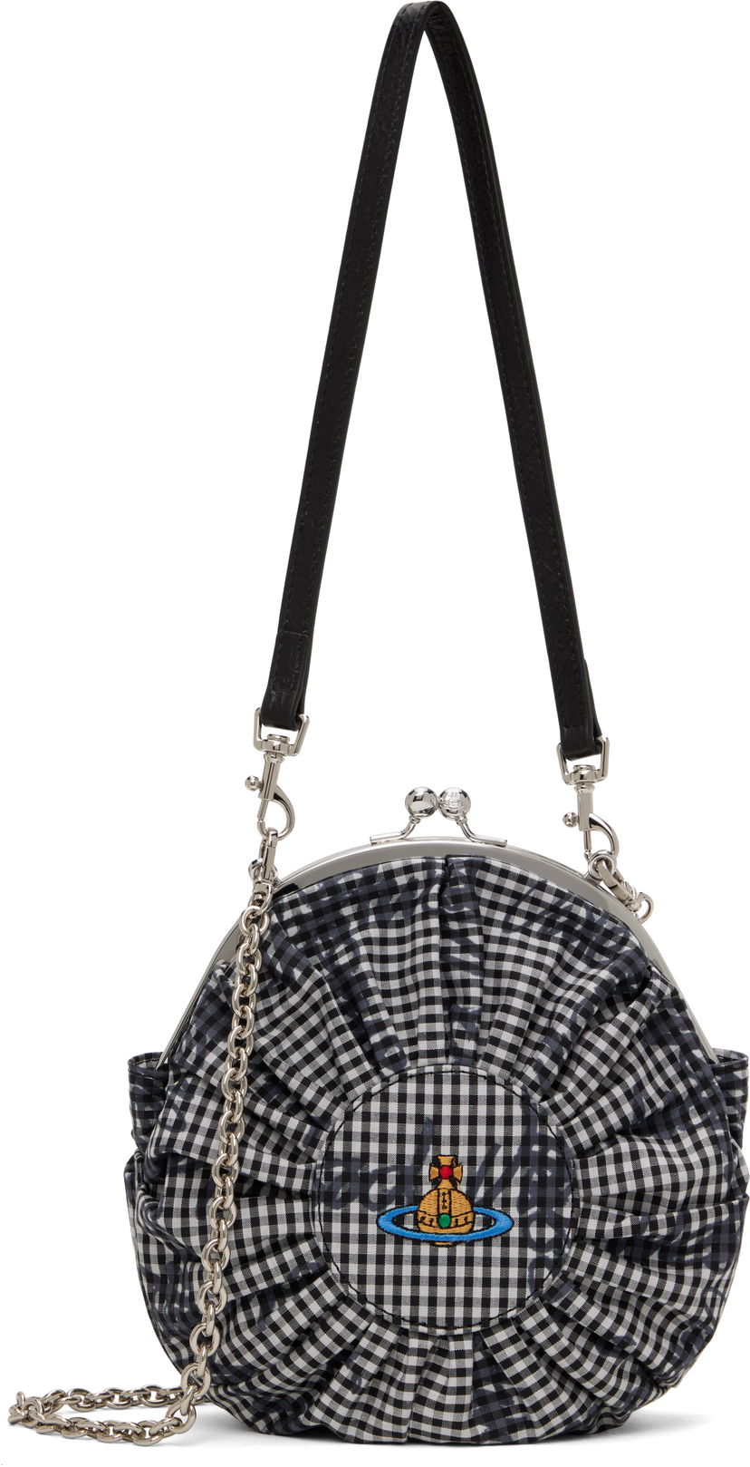 Torbica Vivienne Westwood Vivienne Westwood Rosie Gingham Circle Frame Crossbody Bag Črna | 4B01000TW-W011T-