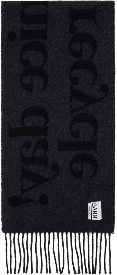 Šala GANNI Ganni Fringed Wool Scarf Črna | A6423, 1