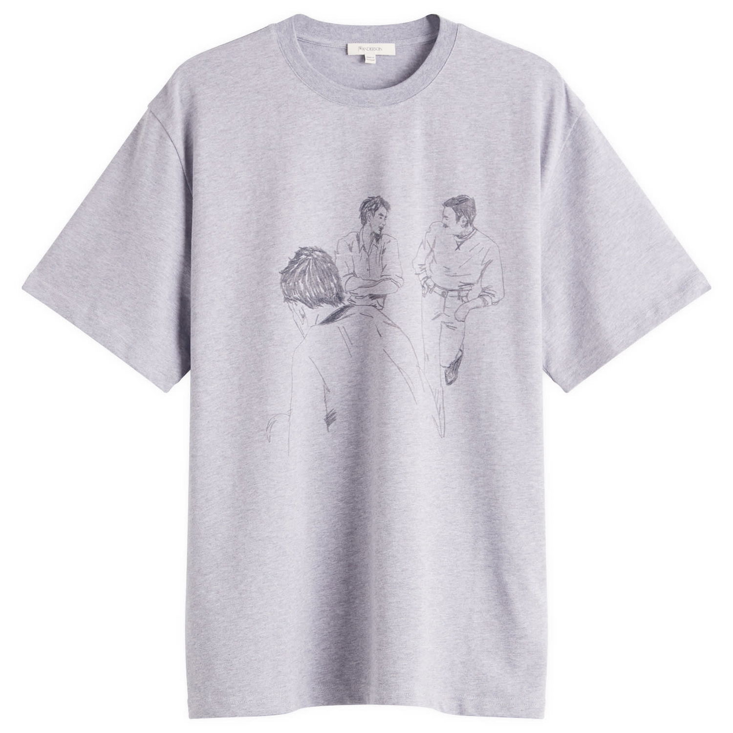 Majica JW Anderson JW Anderson Cafe Scene Printed T-Shirt, Size Small Siva | JT0303-PG1510-945, 1