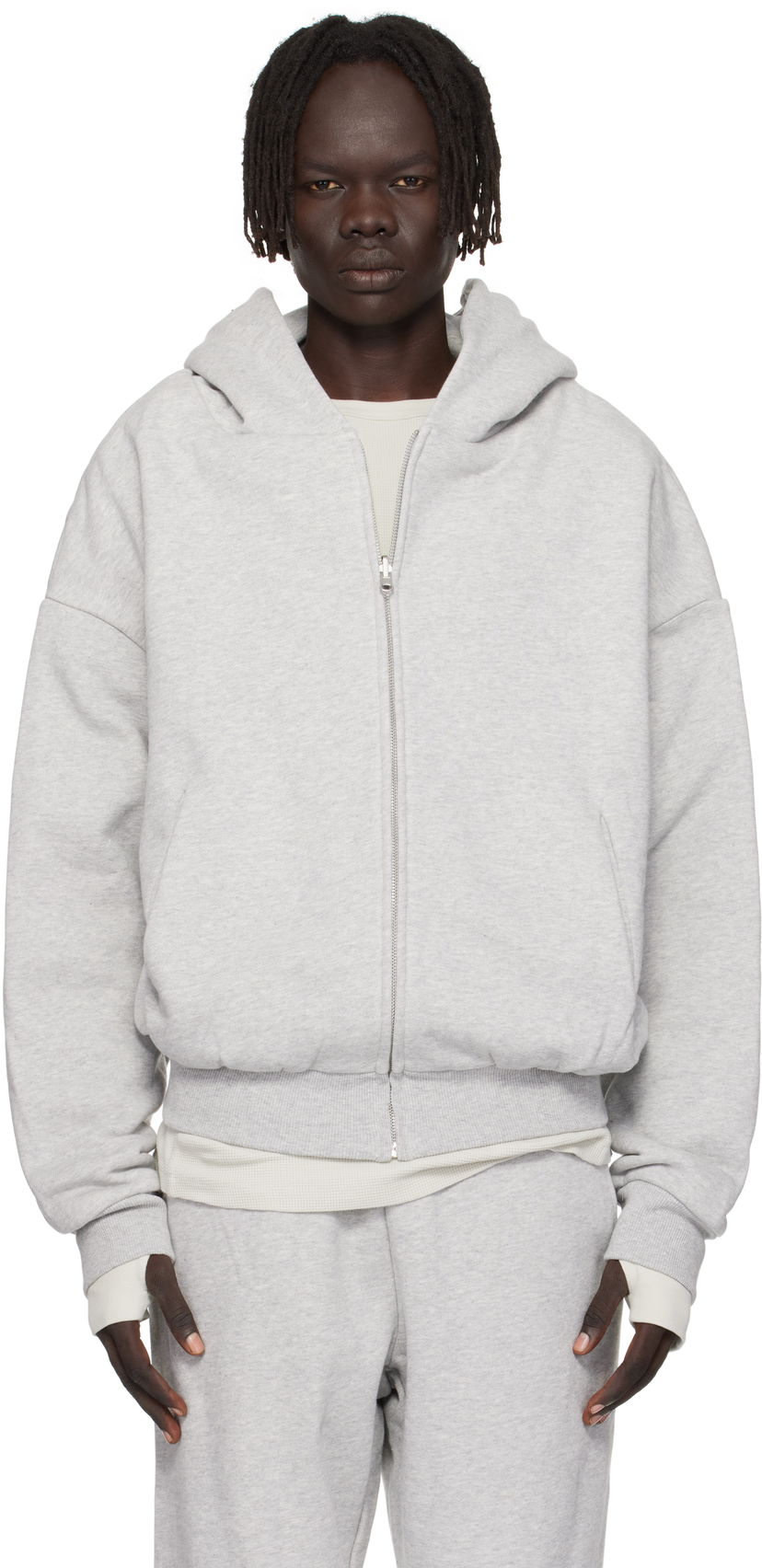 Pulover Entire Studios Entire Studios Thermal Zip-Up Hoodie Siva | ES2488SI