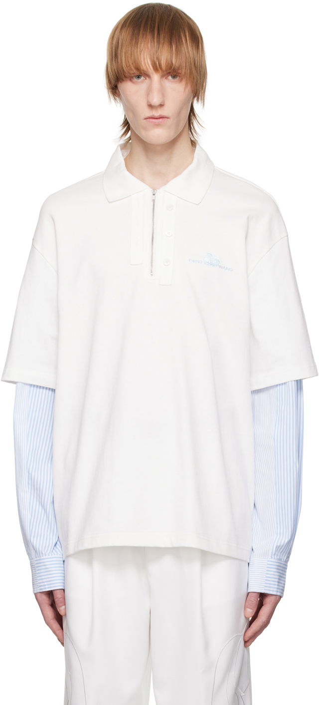 Polo majica Feng Chen Wang Feng Chen Wang Layered Polo Bela | FMS15PL01