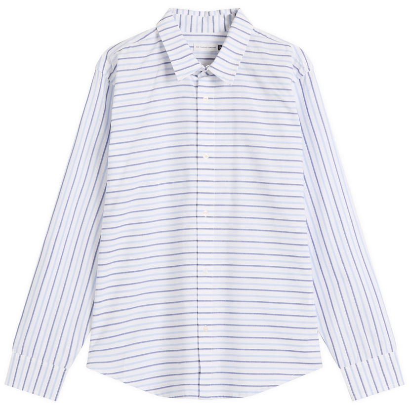 Srajce Pop Trading Company Striped Linen Shirt, Size Large Modra | POPSS25-03-006