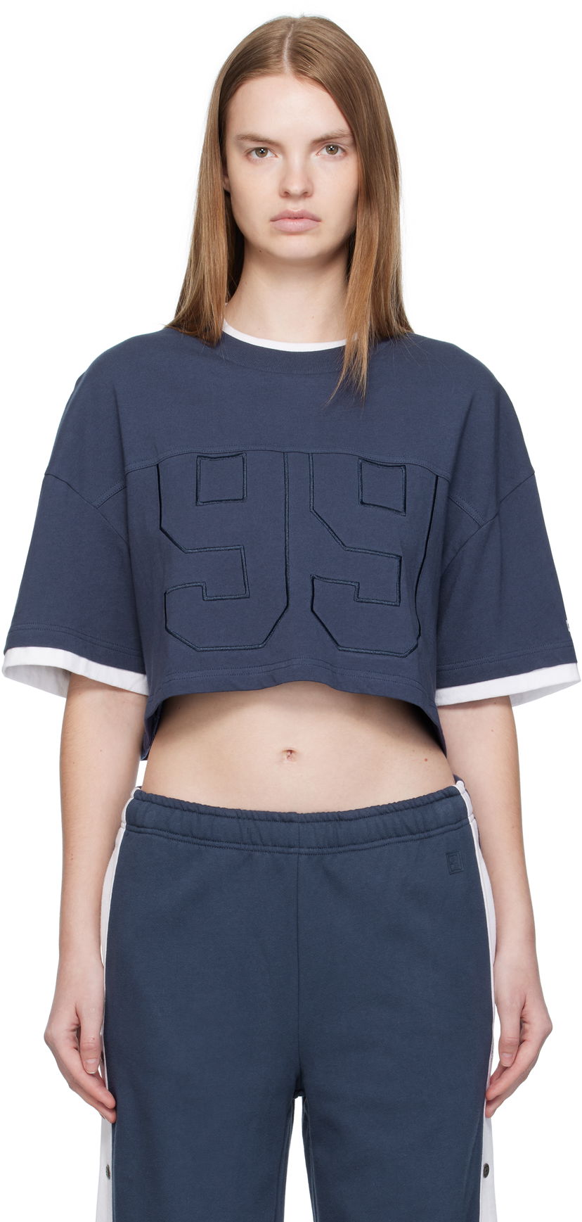 Krop-top Ksubi Ksubi '99' Boyfriend Cropped T-Shirt Mornarica | WFA25TE001