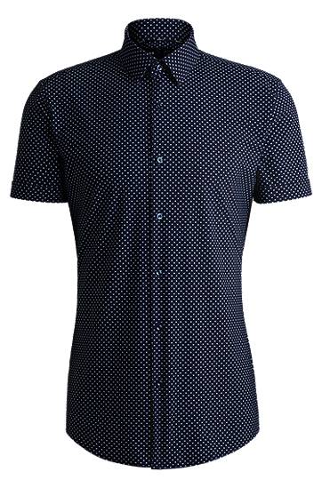 Srajce BOSS Slim Fit Performance-Stretch Printed Jersey Shirt Mornarica | 50539369
