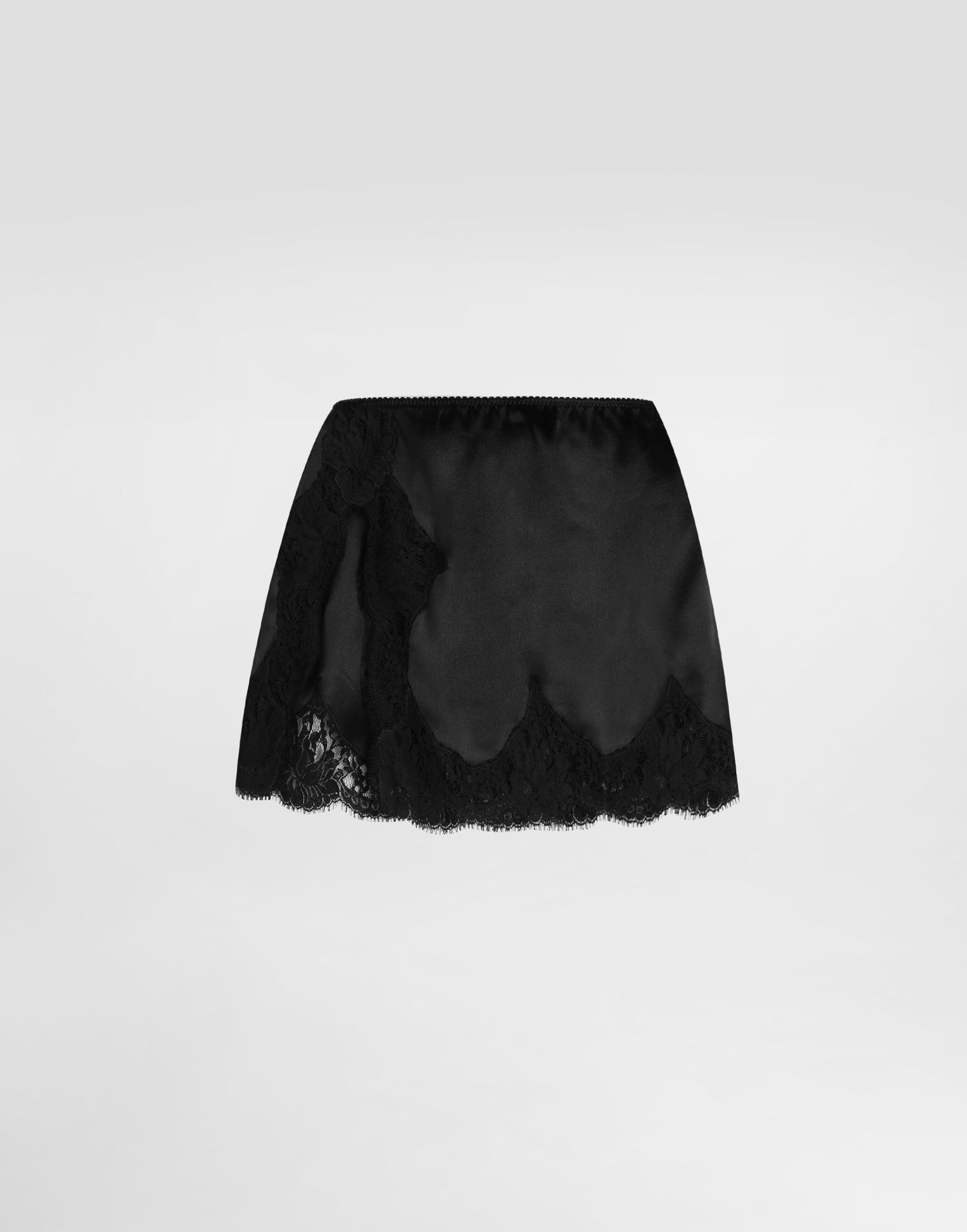 Krila Dolce & Gabbana Dolce & Gabbana Satin Mini Skirt with Lace Trim Črna | F4DAVTFU1NUN0000, 0