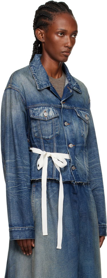 Jakna Maison Margiela MM6 Maison Margiela Cropped Denim Jacket with Tie Modra | S52AM0340 M30017, 1