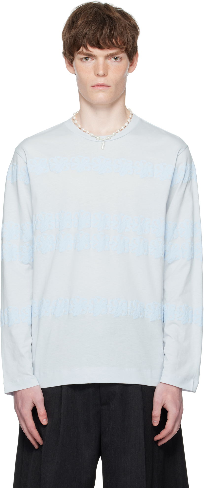 Majica Simone Rocha Simone Rocha Daisy Chain Print Long Sleeve T-shirt Modra | 5194P47P48-M 0569