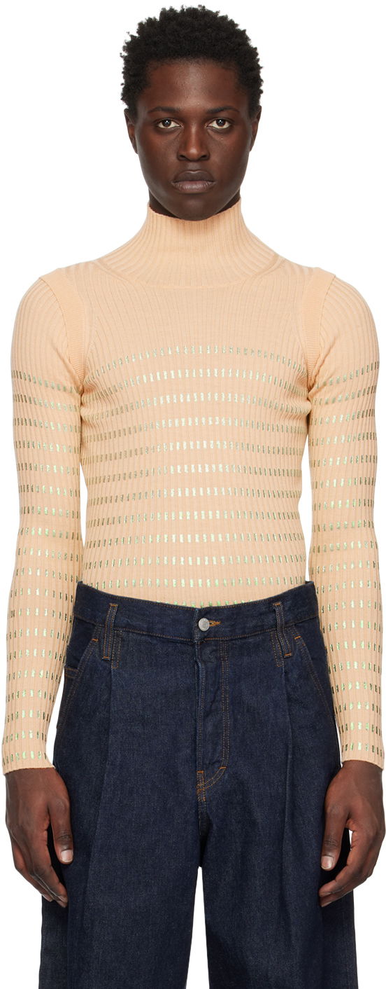 Pleteni pulover Jean Paul Gaultier Gaultier 'The Cyber' Turtleneck Bež | 22/09-U-PL024-M033