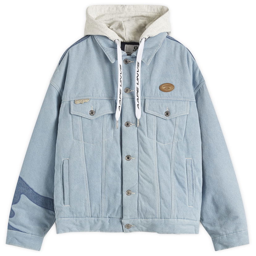 Jakna AAPE by A Bathing Ape AAPE Padded Denim Jacket, Size Large Modra | AAPJKM7679XXNBLL