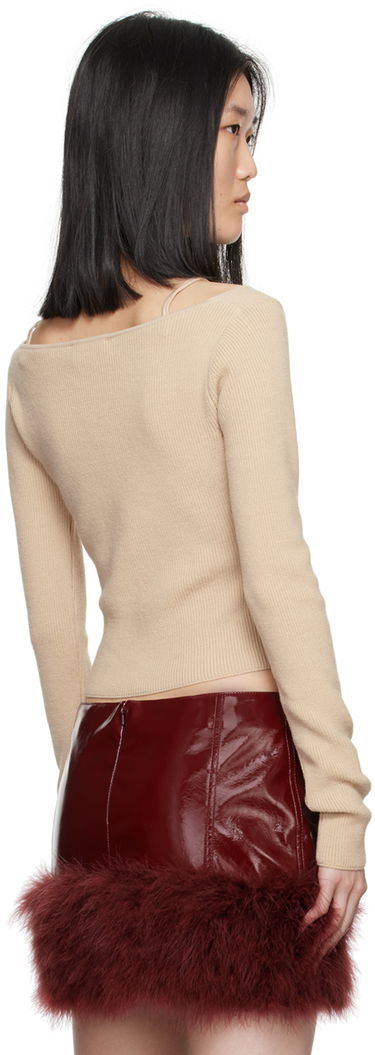 Krop-top Blumarine Lace Trimmed Knit Top Bež | A422M460A, 2